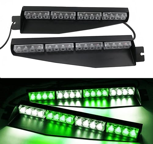 32LED 32W LED Lightbar Visor Luz Parabrisas Emergencia Advertencia de Peligro Estroboscópico Beacon Split Mount Deck Dash Lamp (Amber)