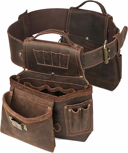 Miniatura 9 de Tourbon - Cinturón de herramientas con tirantes, para carpintería, multiusos, organizador de bolsillos para herramientas de electricista, bolsa de