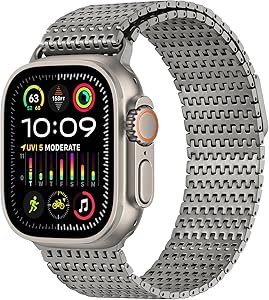 Anlinser Compatible con Correa Apple Watch Ultra 3/2/1 49mm, Pulseras de Repuesto de Metal Magnético Compatible con Apple Watch Ultra 3/2/1 49mm, Titanio