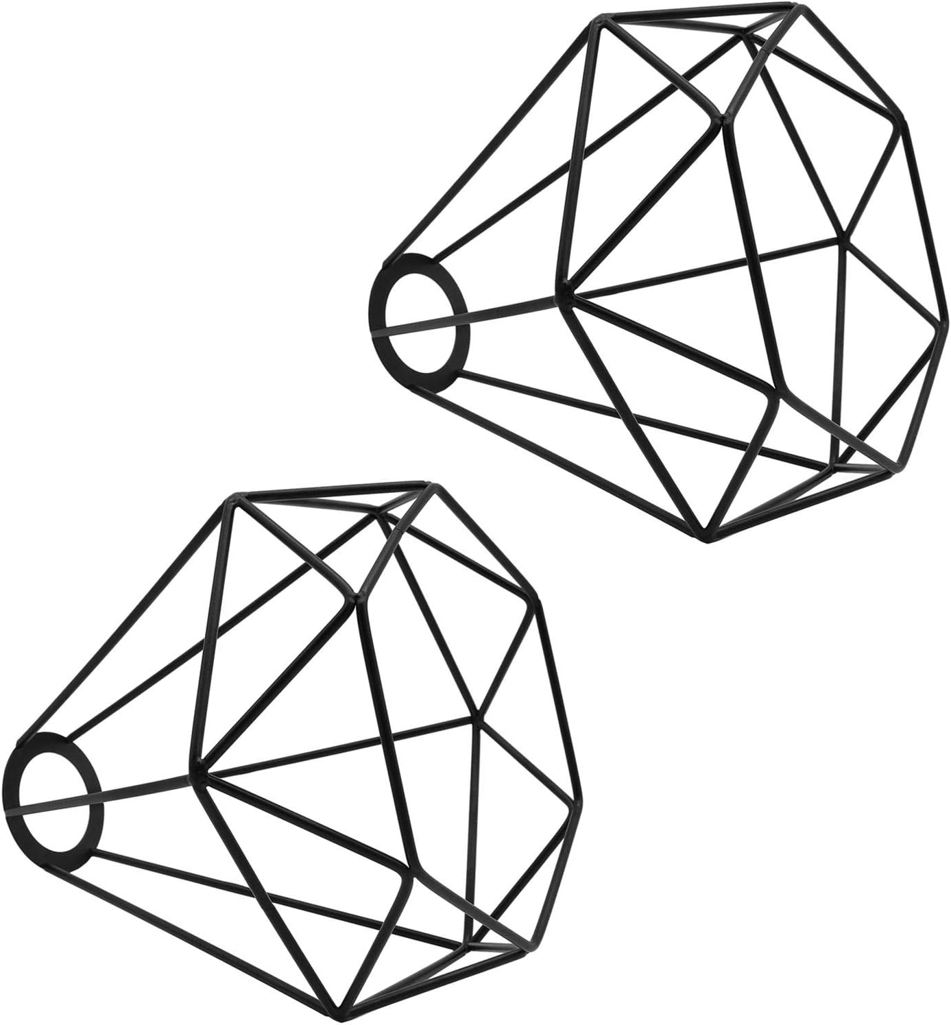 FRIDEKO HOME Lighting Metal Cage Lampshade for Pendant Light Cord Kit Vintage Lamp Holders Black Hanging Lighting Farmhouse Lamp Bedroom Living Room - 2 Pack Diamonds Shape