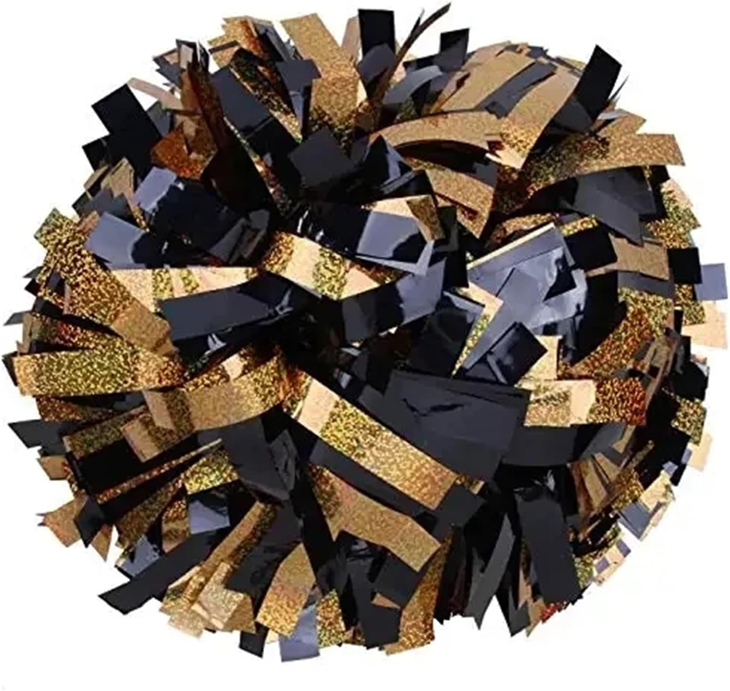 Pompoms Cheerleading 2 Pieces Cheerleader Pompom Cheerleader Baton Handle Pom Pom Large Hand Dance Pompoms Gold Black