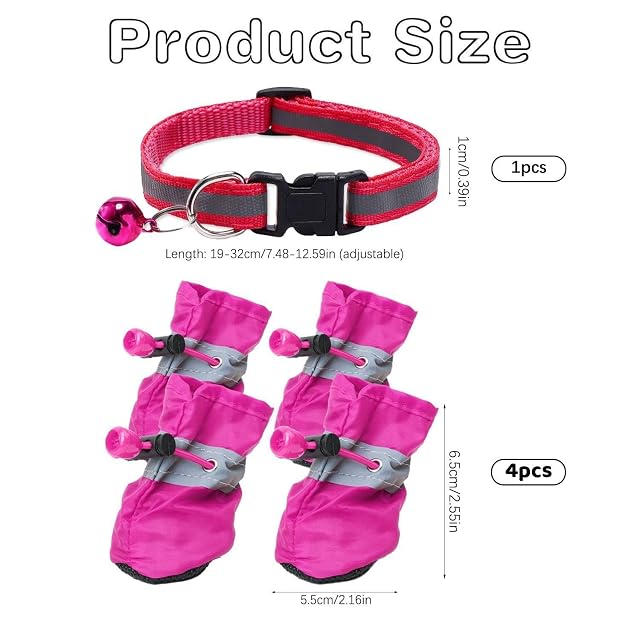 Foto 2 de 6 de CHROMACRAFT 1 Par De Zapatos Impermeables Reflectantes, 1 Collar Rojo Rosa