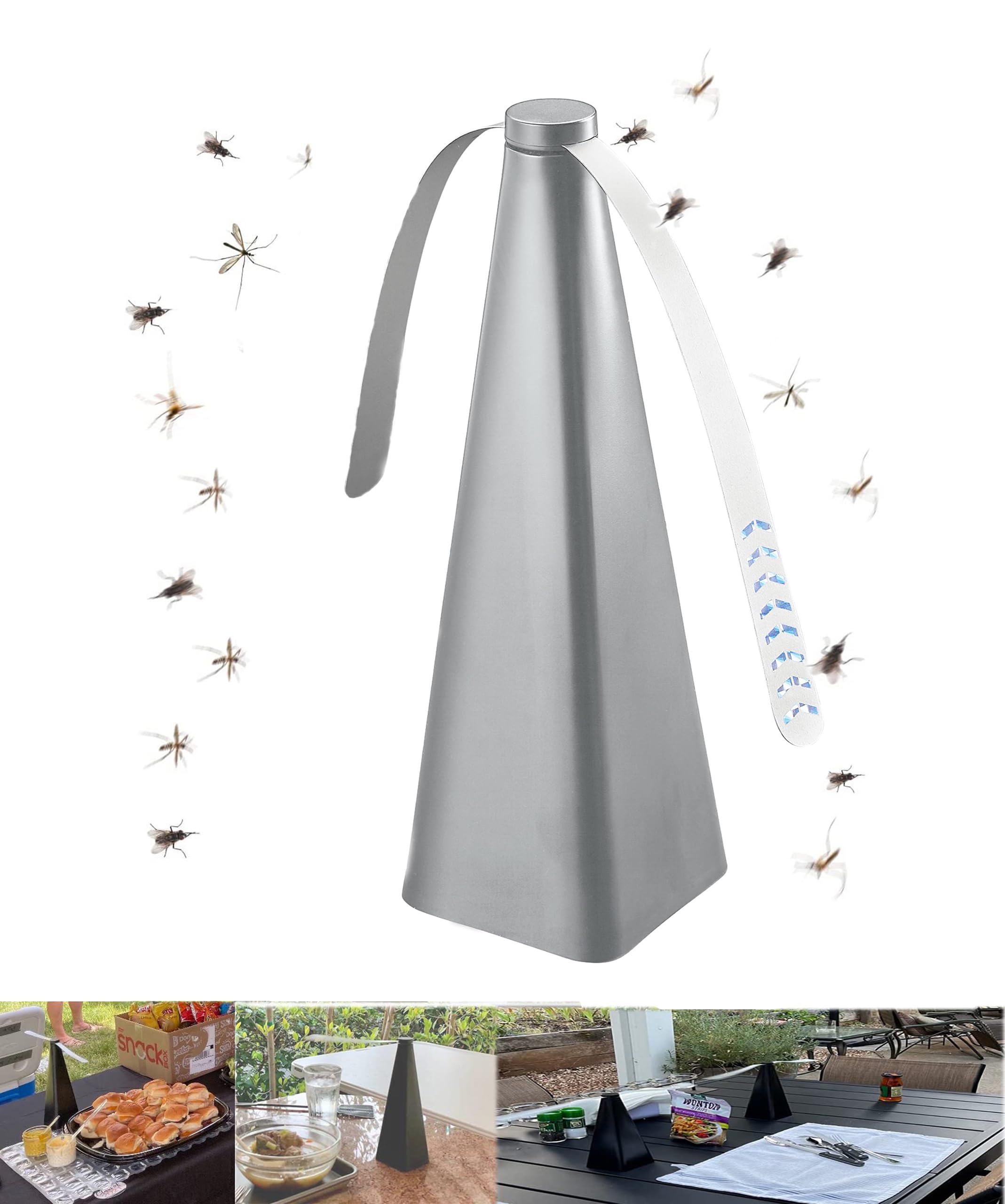 KASTWAVEFly Repellent Fan, Keep Flies Bugs away from Food for Outdoor Table, Eco-Friendly Fly Insect Mosquito Repellent Fan, Lightweight Portable, Camping Meal Home Hotel Restaurant (Silver 1 PCS)