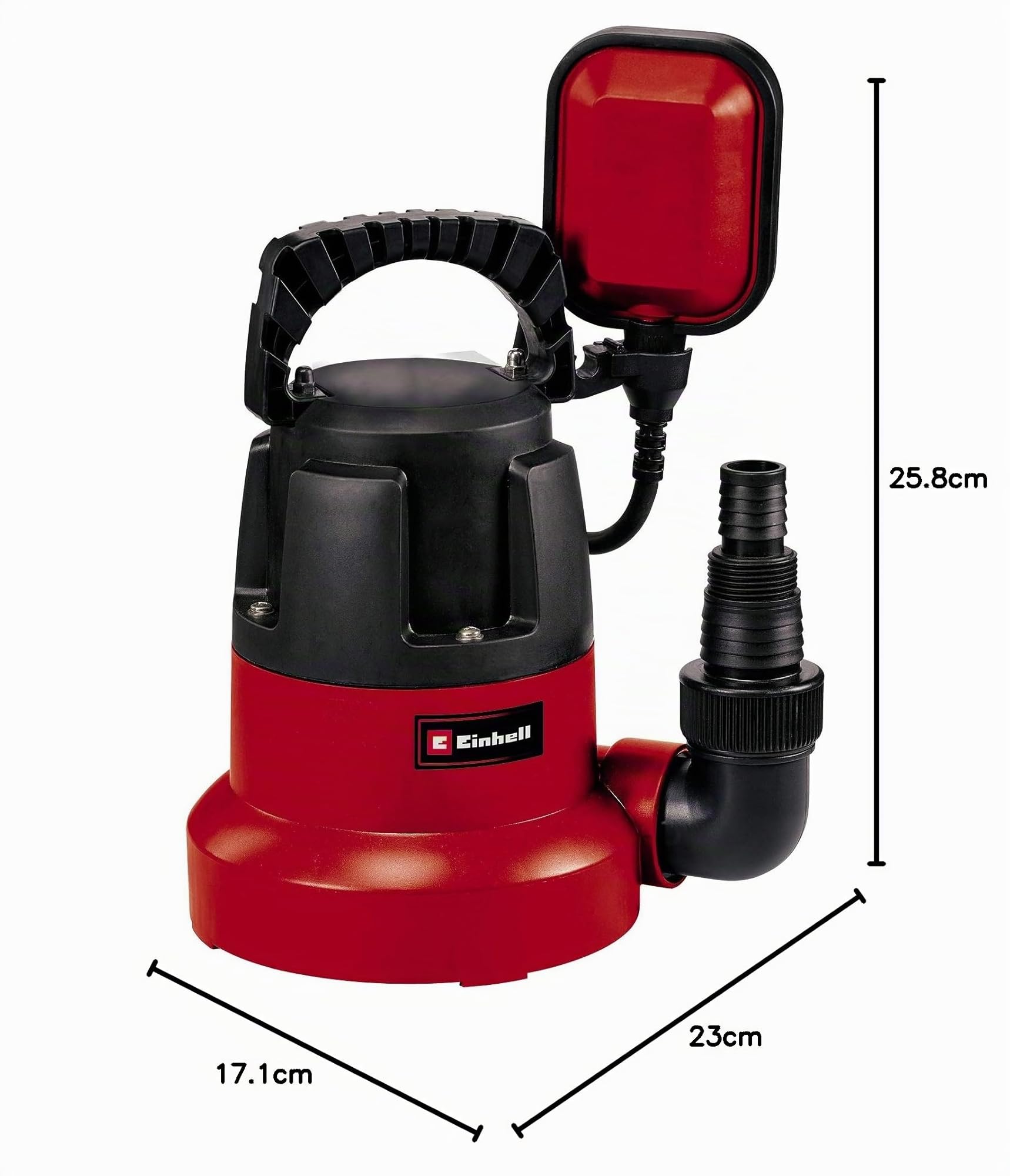 Einhell Pompe d'évacuation pour eaux claires GC-SP 3580 LL (350 W, Hauteur de refoulement 7,5 m, Câble d‘alimentation 10 m, Corps en PVC, Poignée de transport)