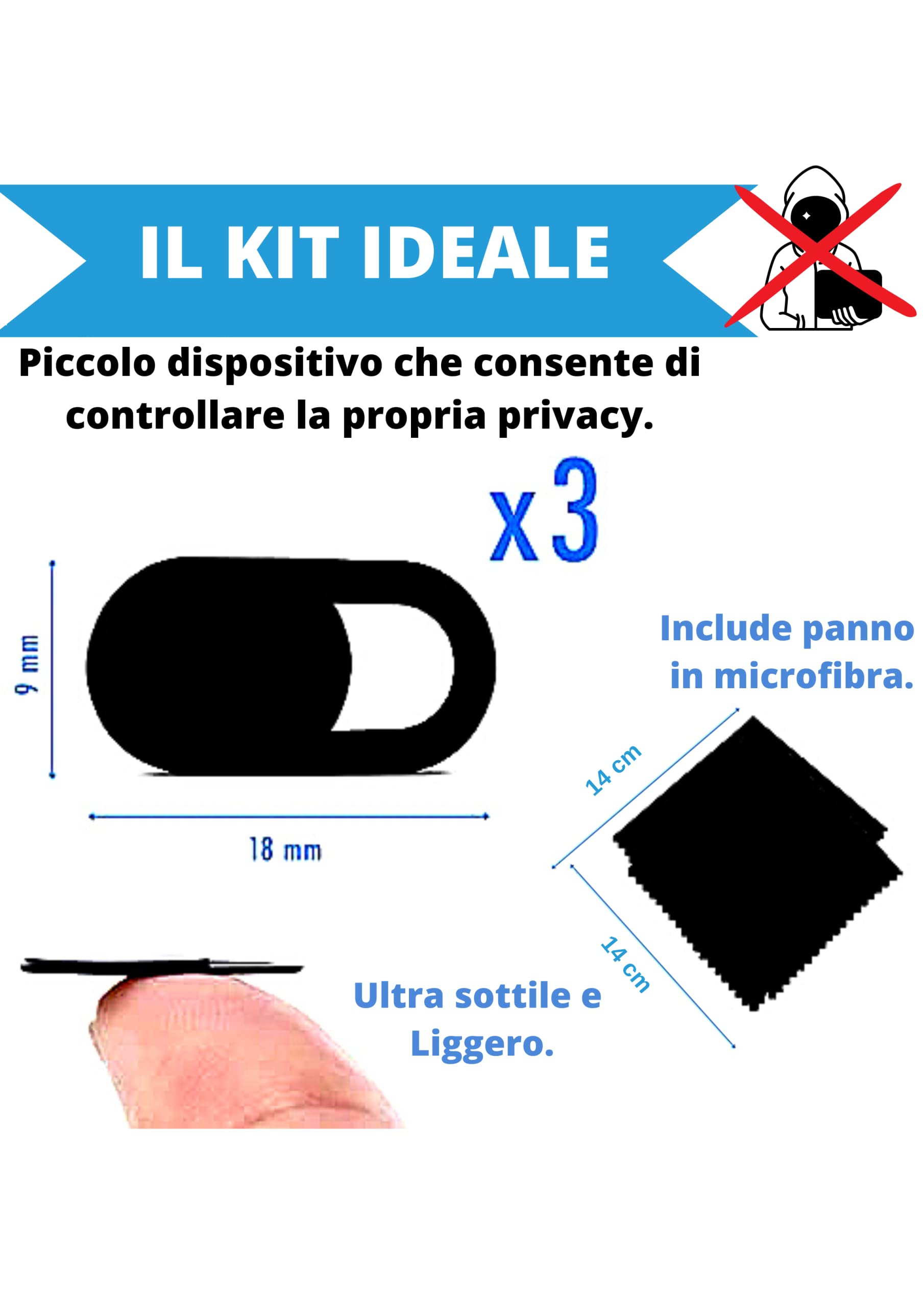 Copri Webcam-[3 Pezzi]-Webcam Cover-Panno Microfibra-Camera Cover-Webcam Ultra Sottile-Copri Telecamera PC-Computer Portatile-Laptop-MacBook Air-iMac-iPad-iPhone-Tablet-Smartphone-Noteboook-Webcam-