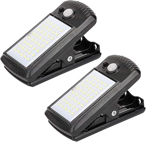 YJFWAL Paquete de 2 luces solares para exteriores, 40 LED, 3 modos de clip con sensor de movimiento solar, impermeable IP65 para patio trasero,