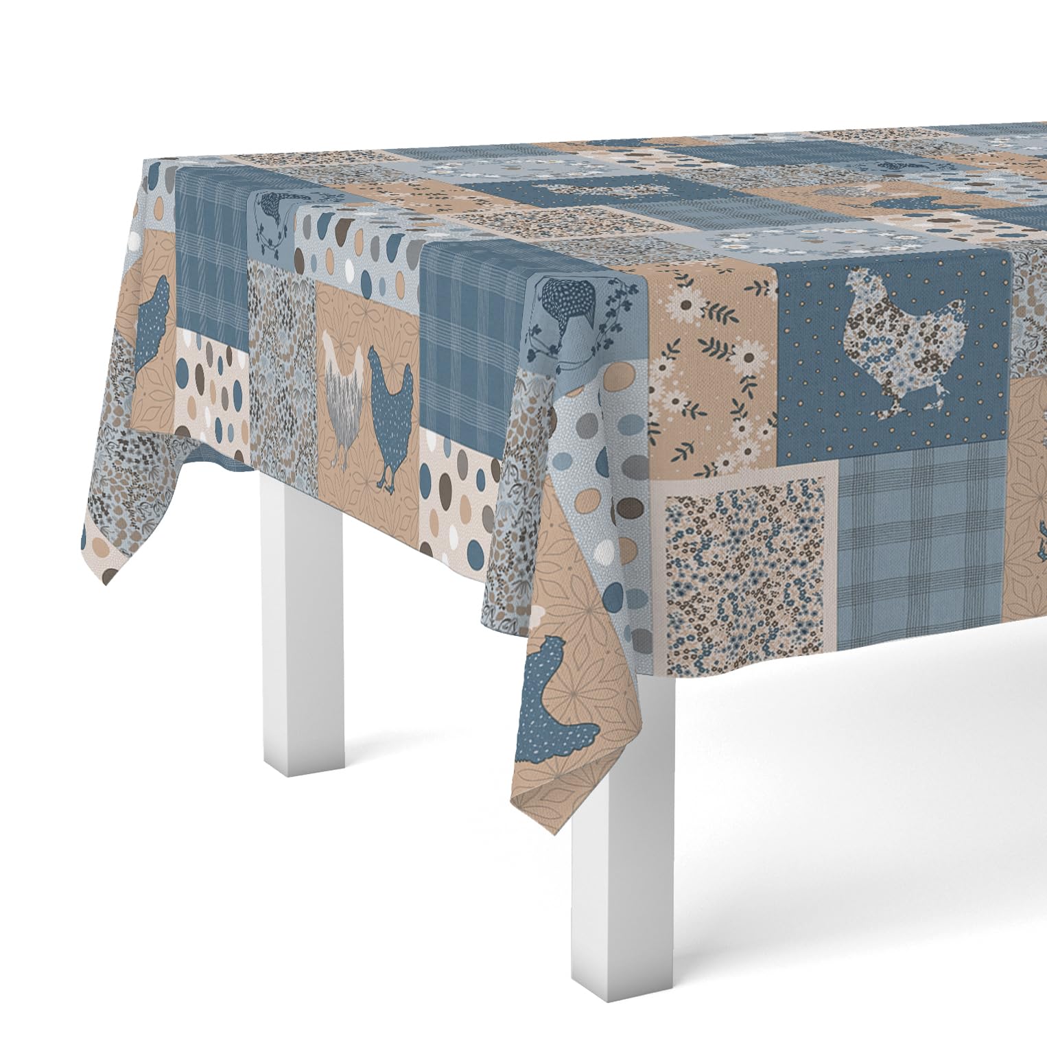 Martina Home Tablecloth Oilcloth Patch Blue 180 x 140 cm, 70.9 x 55.1 inch (Square)