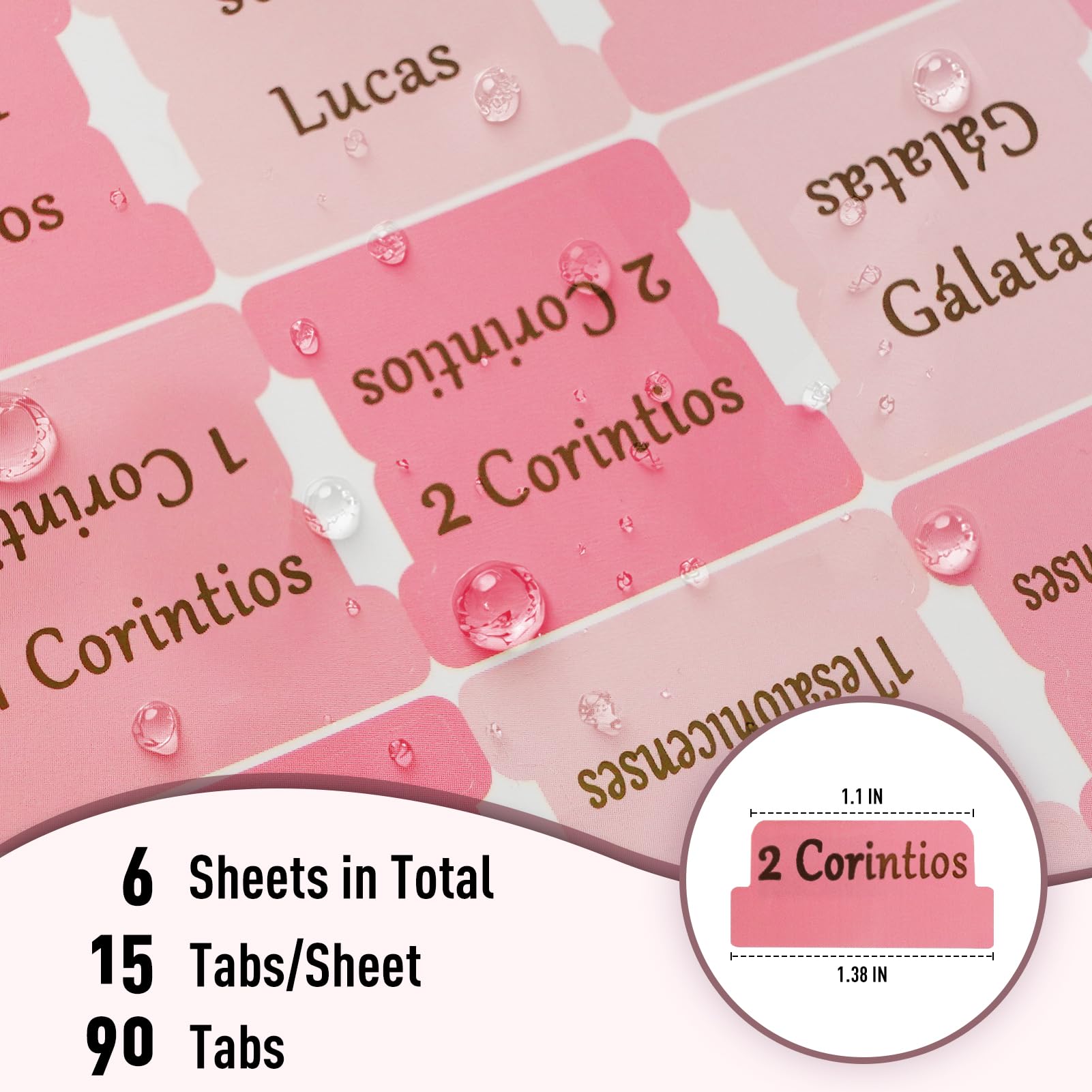 Pestañas de la Biblia en español para mujeres, Pestañas de lámina dorada para Biblia en Español, 90 elegantes pestañas de índice, separadores de lujo de Biblia en español, accesorios duraderos de la