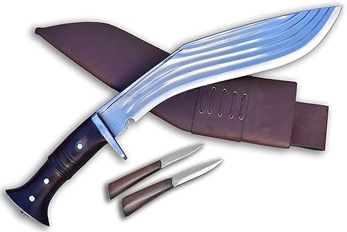 GK&CO. Kukri House Auténtico Kukri/Khukuri 14.5" Hoja 5" Chirra (5 Fuller) Gorkha Bloqueador de cuchillos Mango de palisandro-GK - Hecho a mano en