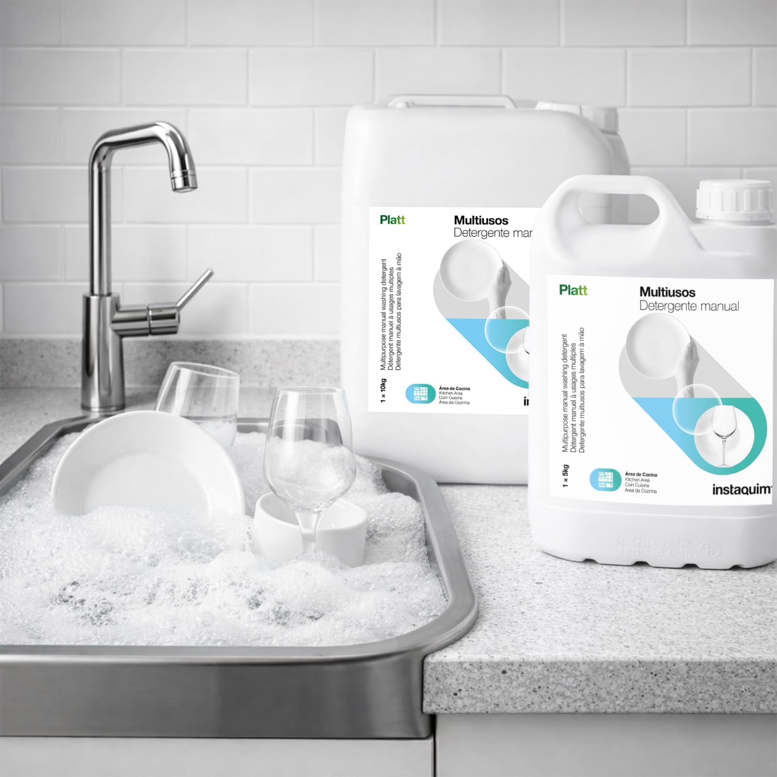 Platt Lavavajillas a Mano Concentrado 5kg – INSTAQUIM | Detergente Manual para Vajilla y Cristalería con Protectores de la Piel