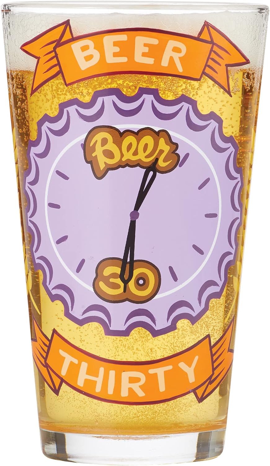 Enesco Designs by Lolita Beer Thirty Clock Hand-Painted Artisan Pint Glass, 16 Ounce, Multicolor
