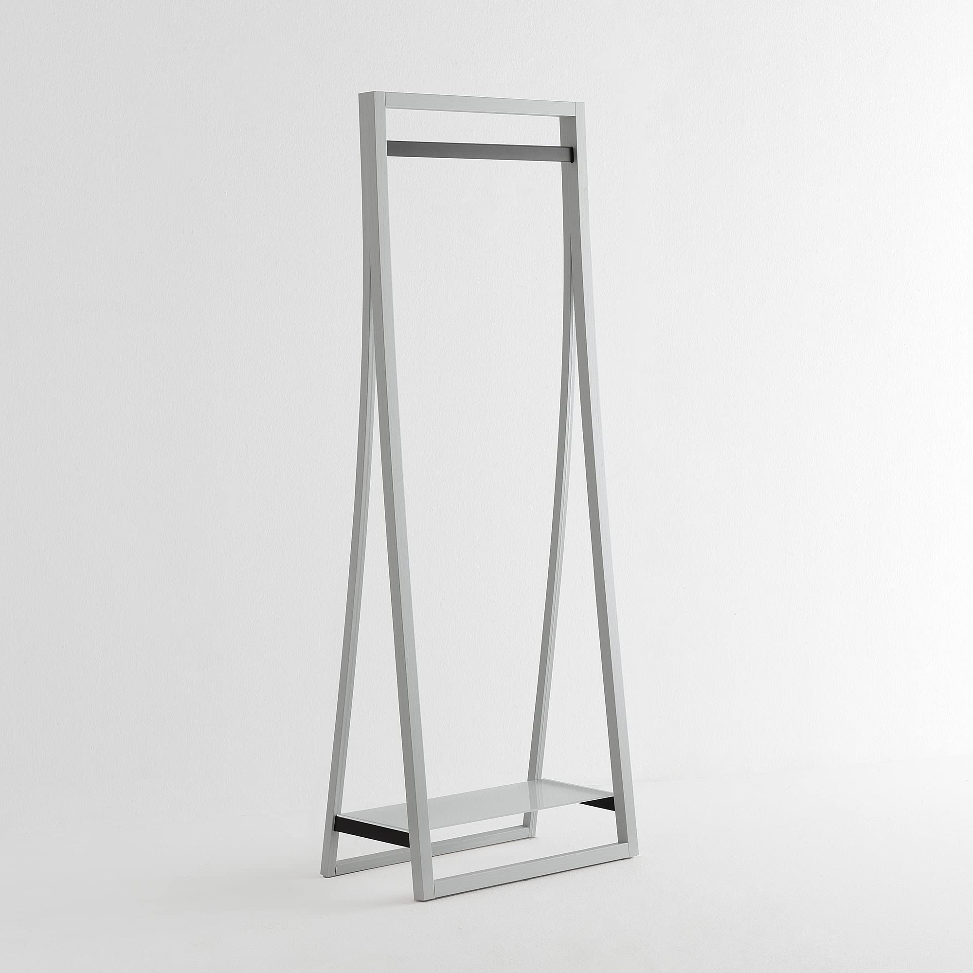 ARHome Stand Appendiabiti, 160 x 60 x 40, Grigio Chiaro, Ripiano in Vetro, Made in Italy
