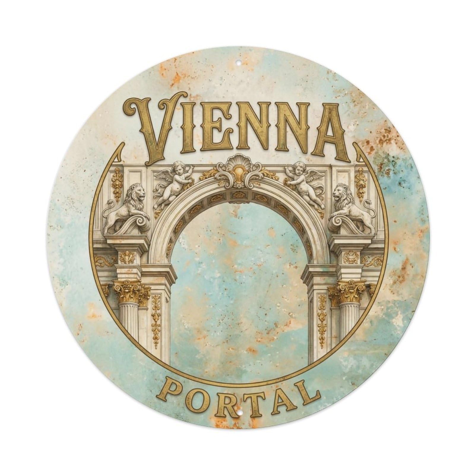 Vintage Travel Vienna Austria Gateway Metal Tin Sign