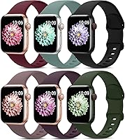 Vista 1 de Paquete de 6 correas deportivas compatibles con Apple Watch de 38mm 40mm 41mm 42mm 44mm 45mm 49mm 46mm, correa impermeable de silicona para iWatch