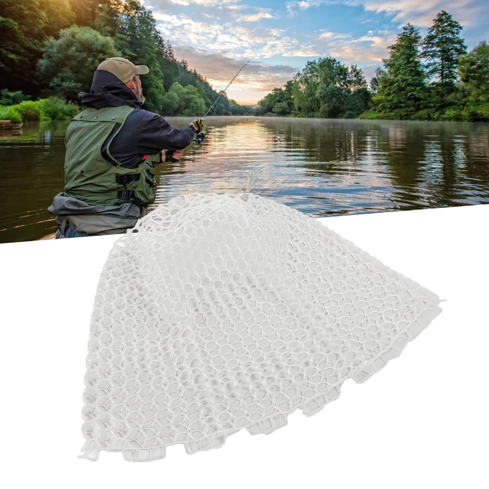 Kit Rete in Gomma di Ricambio, Guadino da Pesca da 55 Cm Rete da Pesca Pieghevole Rete da Pesca o da Sganciare con Materiale in Gomma, Rete da Pesca a Mosca in Gomma di Ricambio