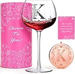 Personalized Wine Glass Gifts for Women, Custom A–Z Initial Wine Glasses, Monogrammed Birthday Gifts for Women Mom, Friend, Sister, Wife (Letter K)