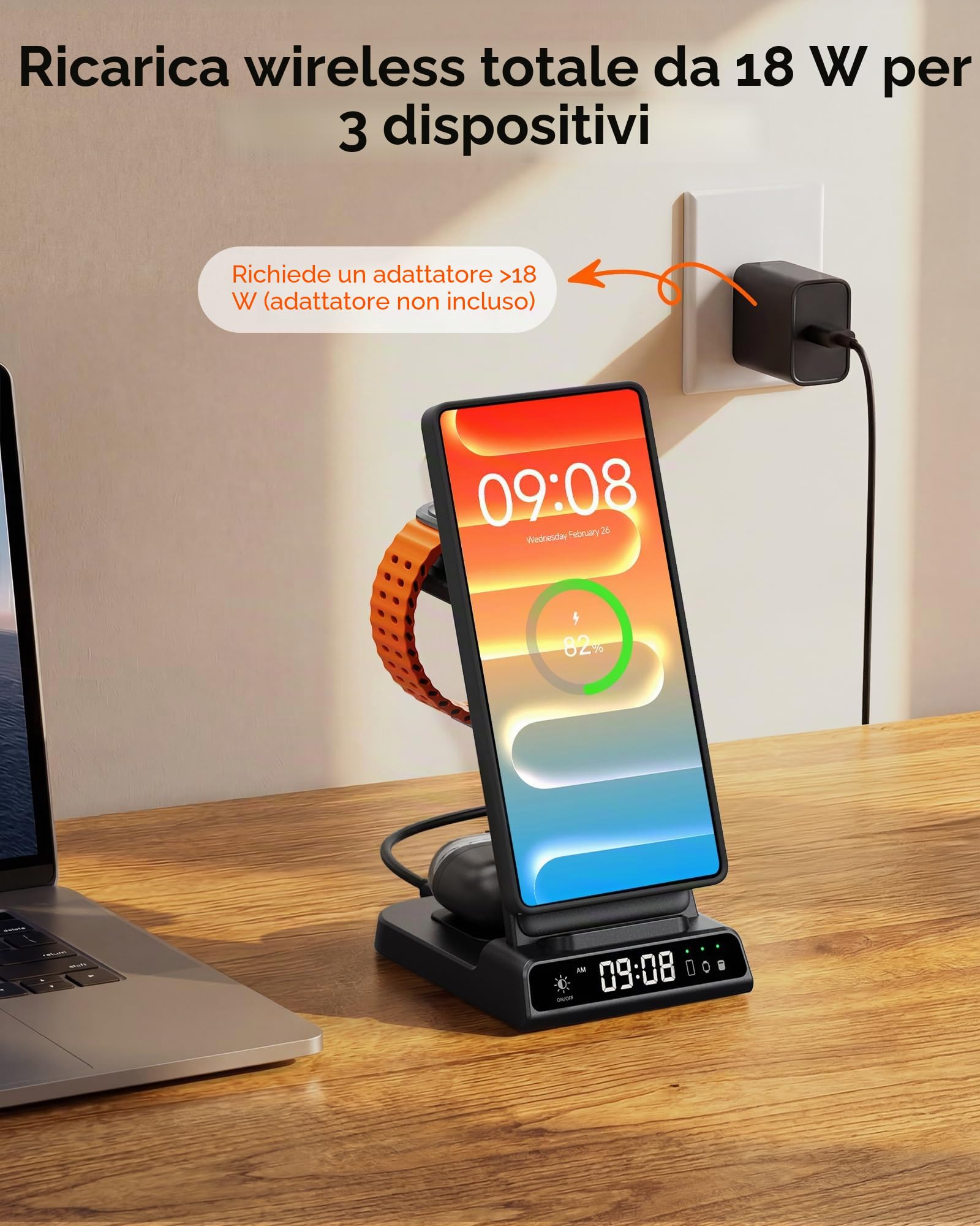 Caricatore magnetico per Samsung S26 Ultra, base di ricarica wireless 3 in 1 per Galaxy S25/S24/S23/Z Fold/Z Flip, per Galaxy Watch 8/8 Classic/Ultra/7/6/5, Galaxy Buds 3 Pro/3 (senza adattatore)