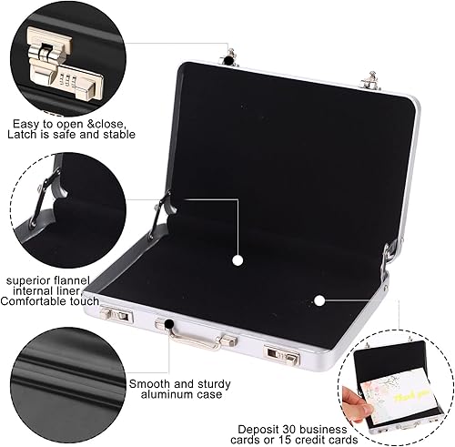 Miniatura 4 de OBANGONG Maletín de aluminio para tarjetas de visita, 4 unidades, mini, lindo maletín de contraseña, tarjetero de metal, tarjetero de crédito,
