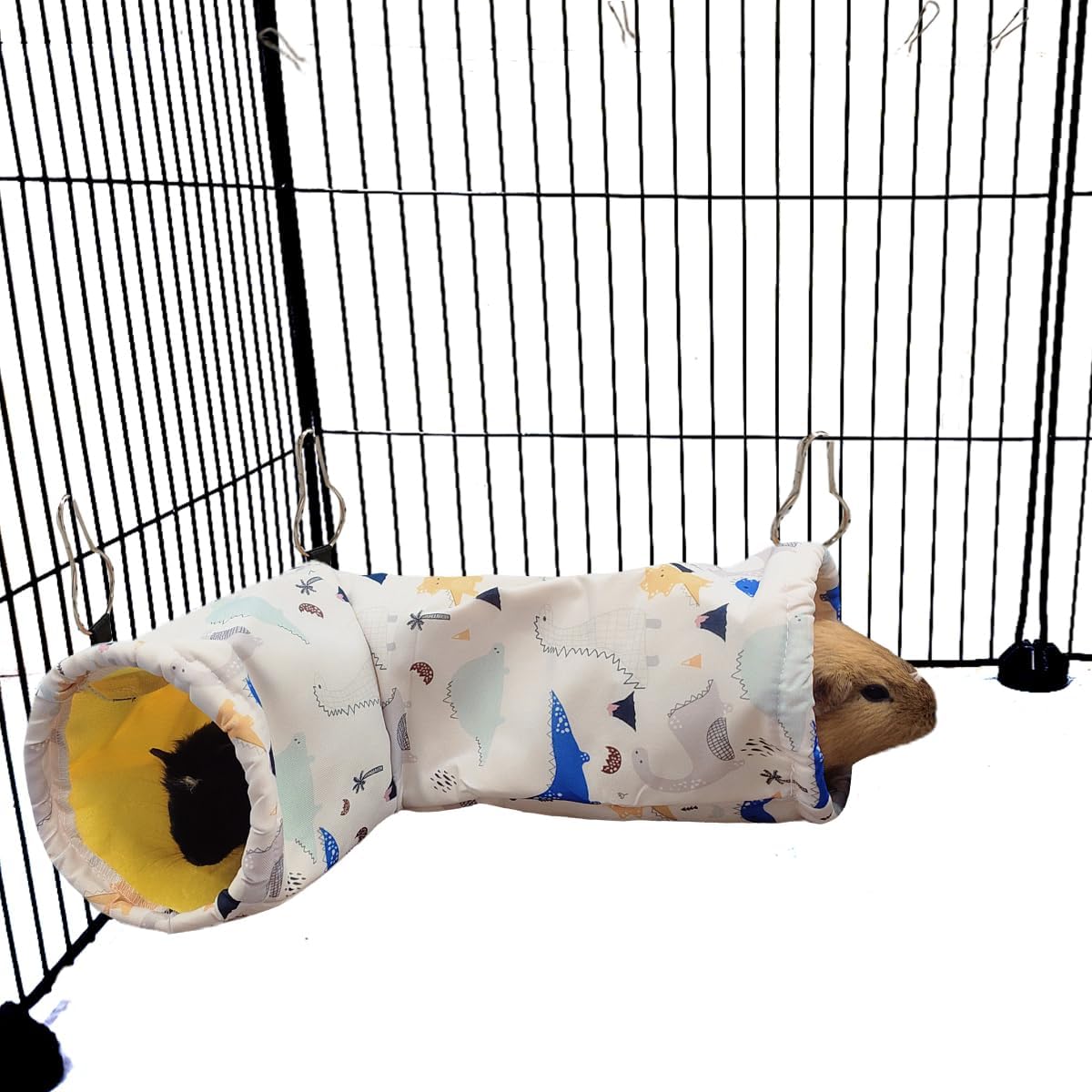 Large Caliber Guinea Pig Rat Tunnel Hideout & Hammock, Rat Cage Corner Hideout Toy for Guinea Pig Ferret Rat Hedgehog Piggy to Hide and Shuttle (1. Tunnel-Dinosaur)