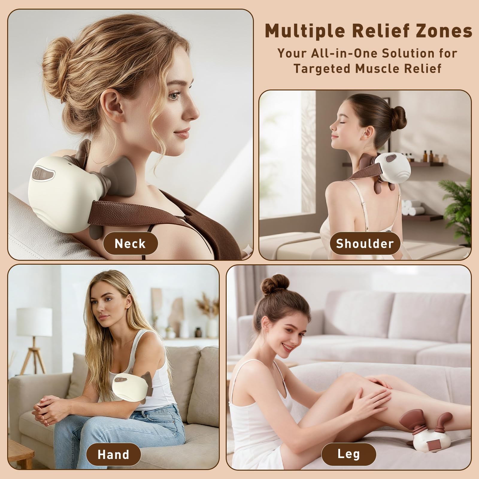 Masajeador de cuello y hombros inalámbrico 4D, masajeador de cuello Shiatsu de tejido profundo con 3 modos de relajación, masajeador eléctrico portátil para oficina en casa, regalo de