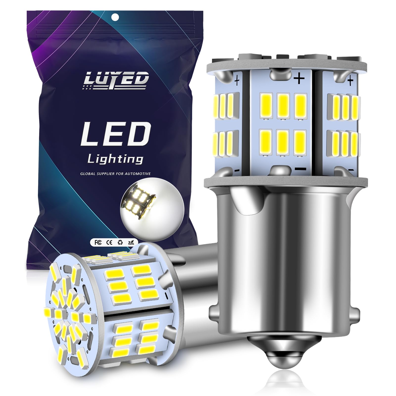 LUYED 1156 Led Bulb BA15S 7506 1003 1073 1141 LED Bulb for Camper RV Light Bulbs Car Turn Signal Bulb Brake Light Daytime Running Backup Light Warm White 3014 54SMD, DC10-30V, 2Pcs