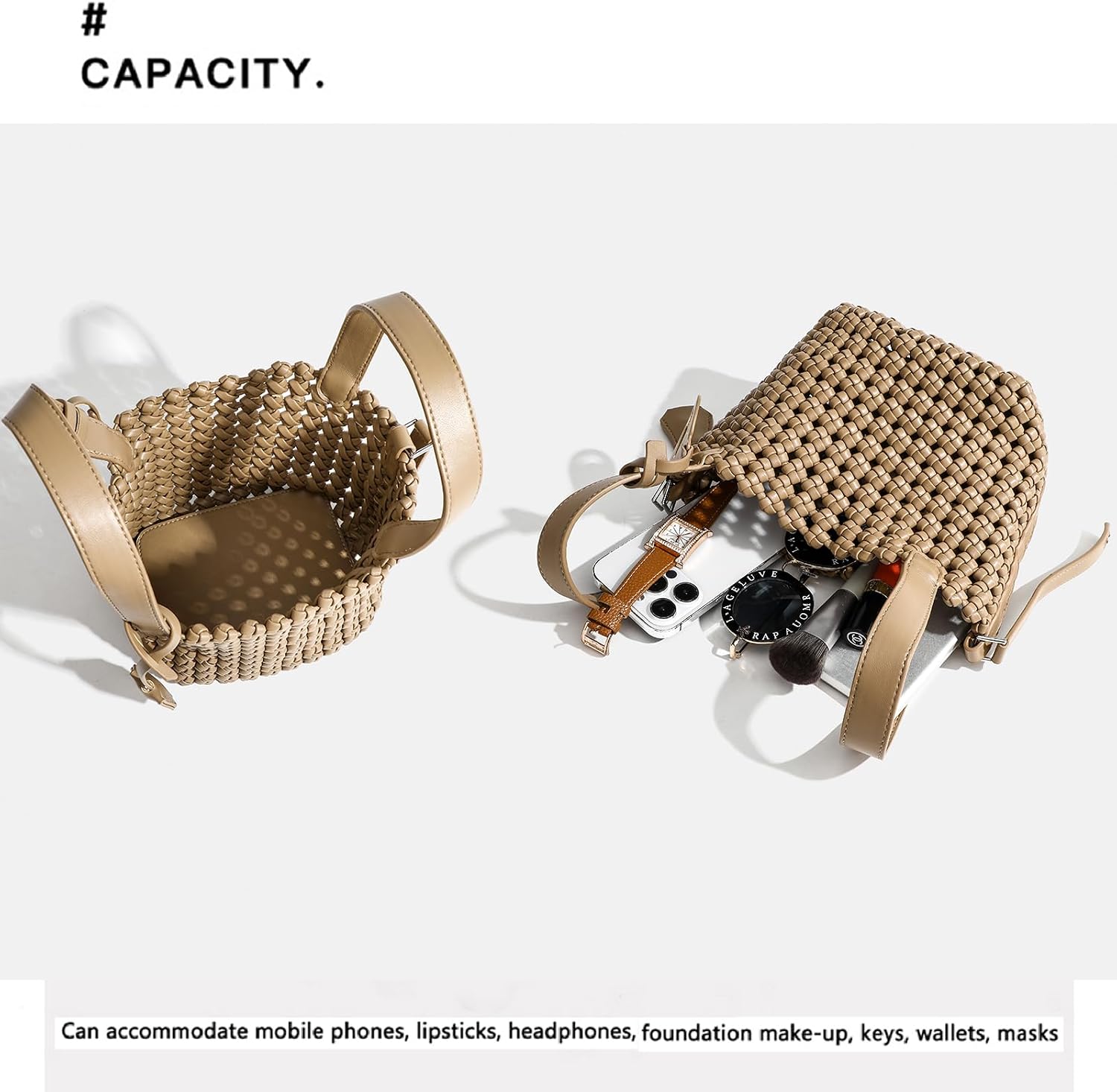 Woven Handbags for Women Top Handle Satchel Handbag Basket Bucket Bag Small Woven Tote Bag Hobo Purses