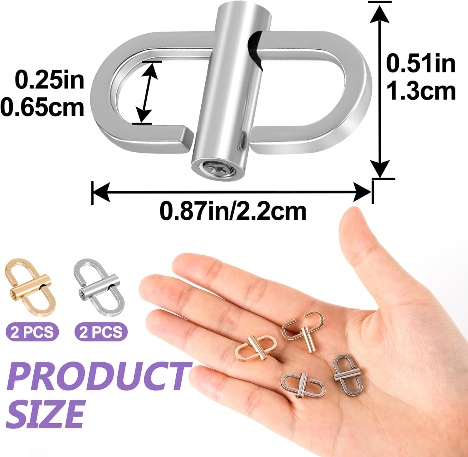 Adjustable Chain Strap Shortener, 360 Rotatable Necklace Shortener Clasp, Strap Adjuster for Purse Necklace Chain - Image 2