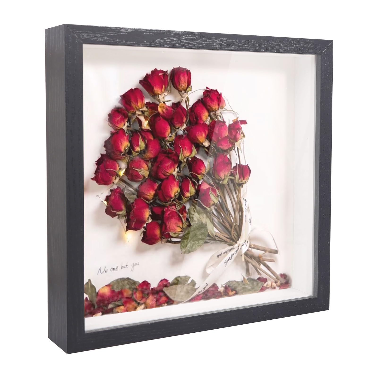 Marcos con Profundidad Marcos de Fotos Marco 20x20 cm Marco 3D para Fotos Ramos de Boda y Decoración de Bricolaje (Negro)