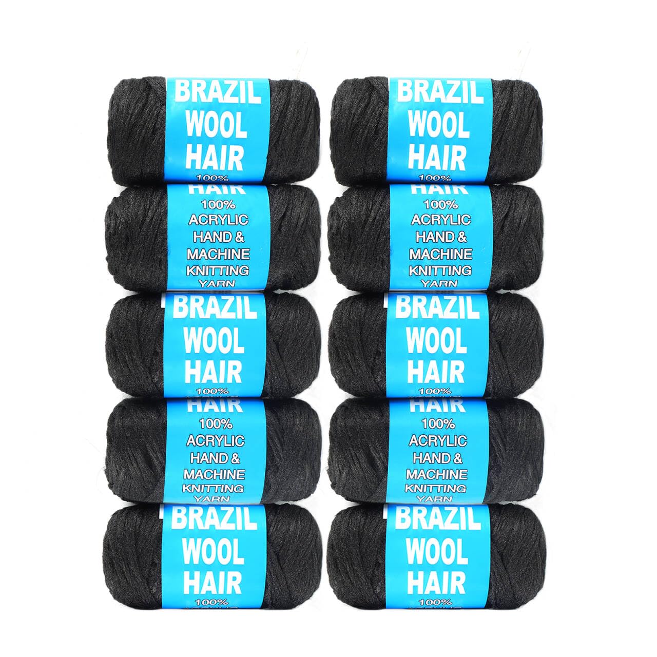 Ainimiu 10 Roll Dark Brown Brazilian Wool Hair for Braiding Hair Acrylic Yarn Crochet Box Braids Senegalese Twist Jumbo Braids Faux Locs Crochet Hair for Women Synthetic Braiding Hair Extensions