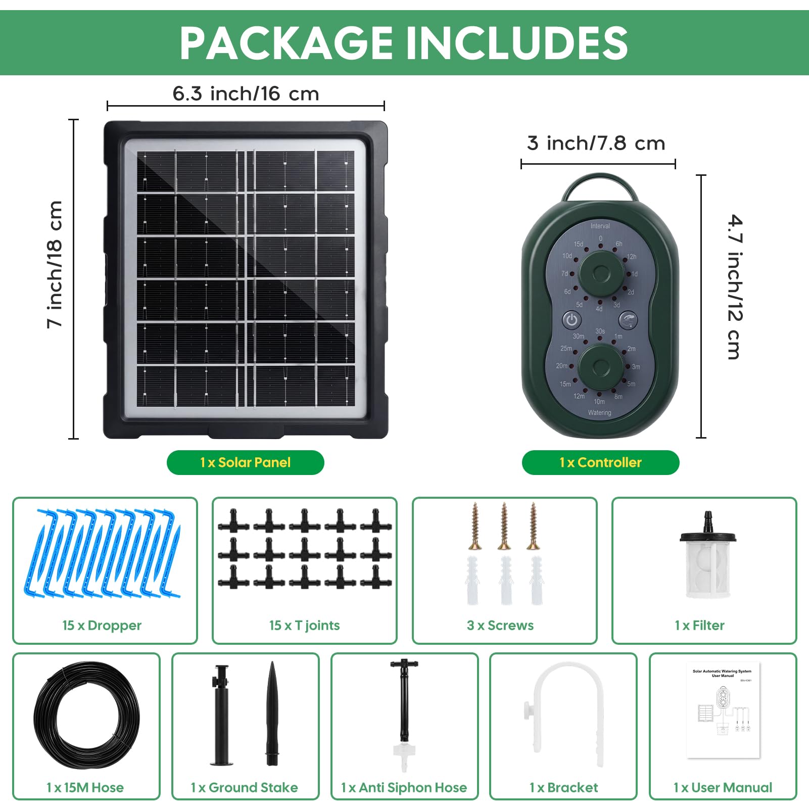 Sistema de Riego Solar para Jardín, Kit Riego Por Goteo Autorriego con Temporizador para 15 Macetas, Riego por Goteo Automatico para Interior Exterior Jardín Terraza Balcone Plantas Verdura