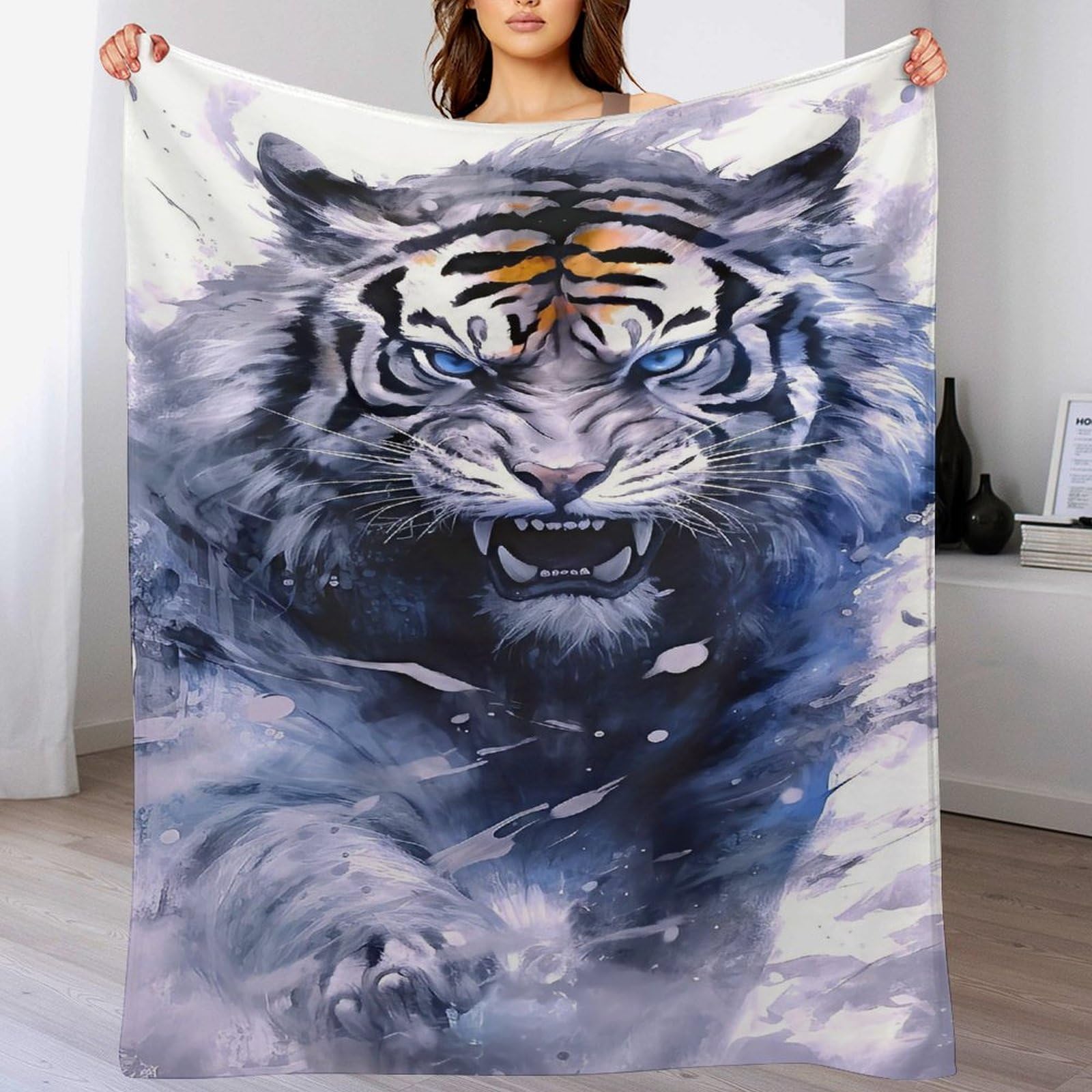 Couverture tigre douce en flannel une idée de cadeau idéale pour petits et grands sur sofa