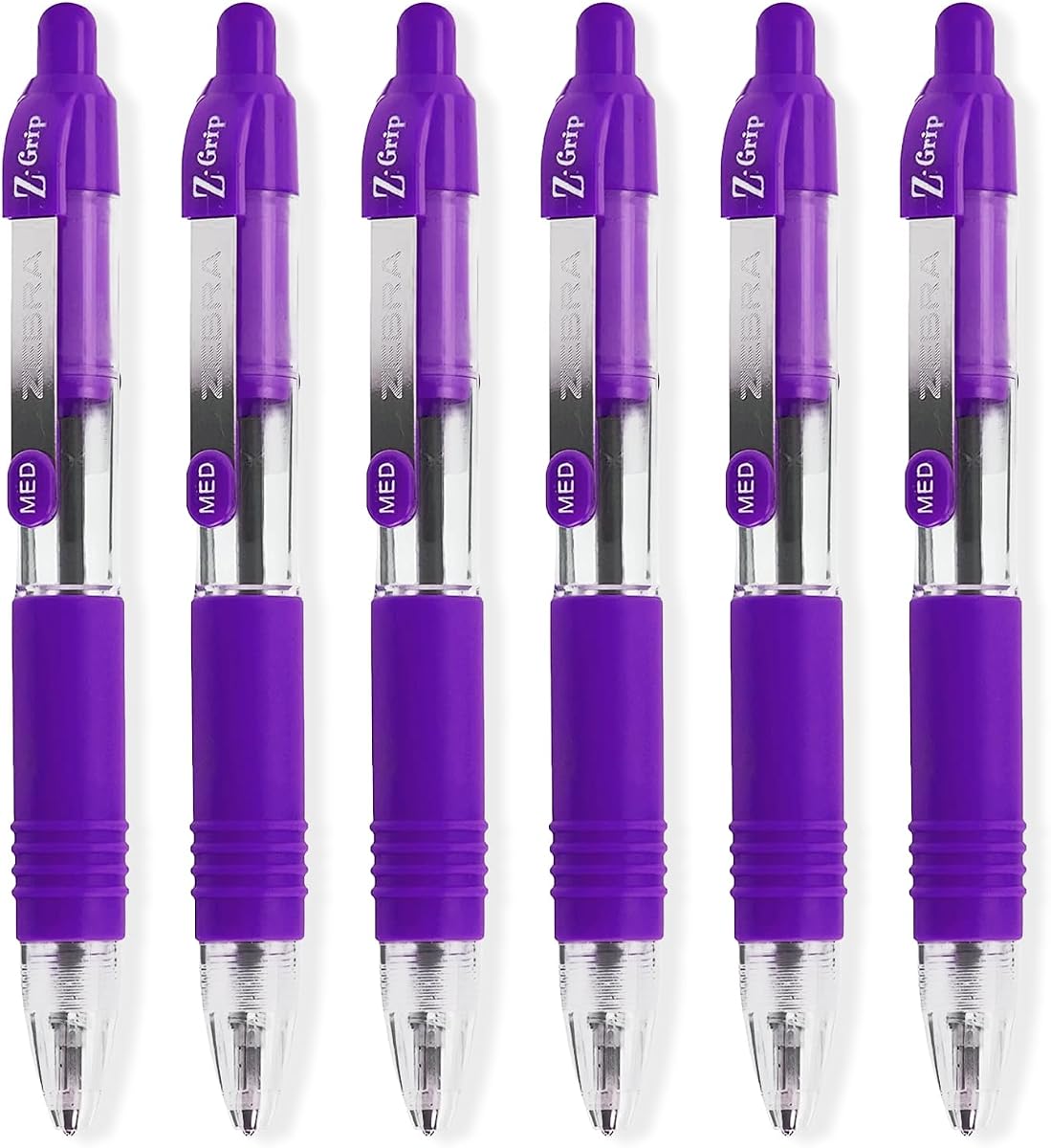 Bolígrafos Zebra Z-Grip Mini - 11,4 cm de longitud - Tinta violeta - Paquete de 6