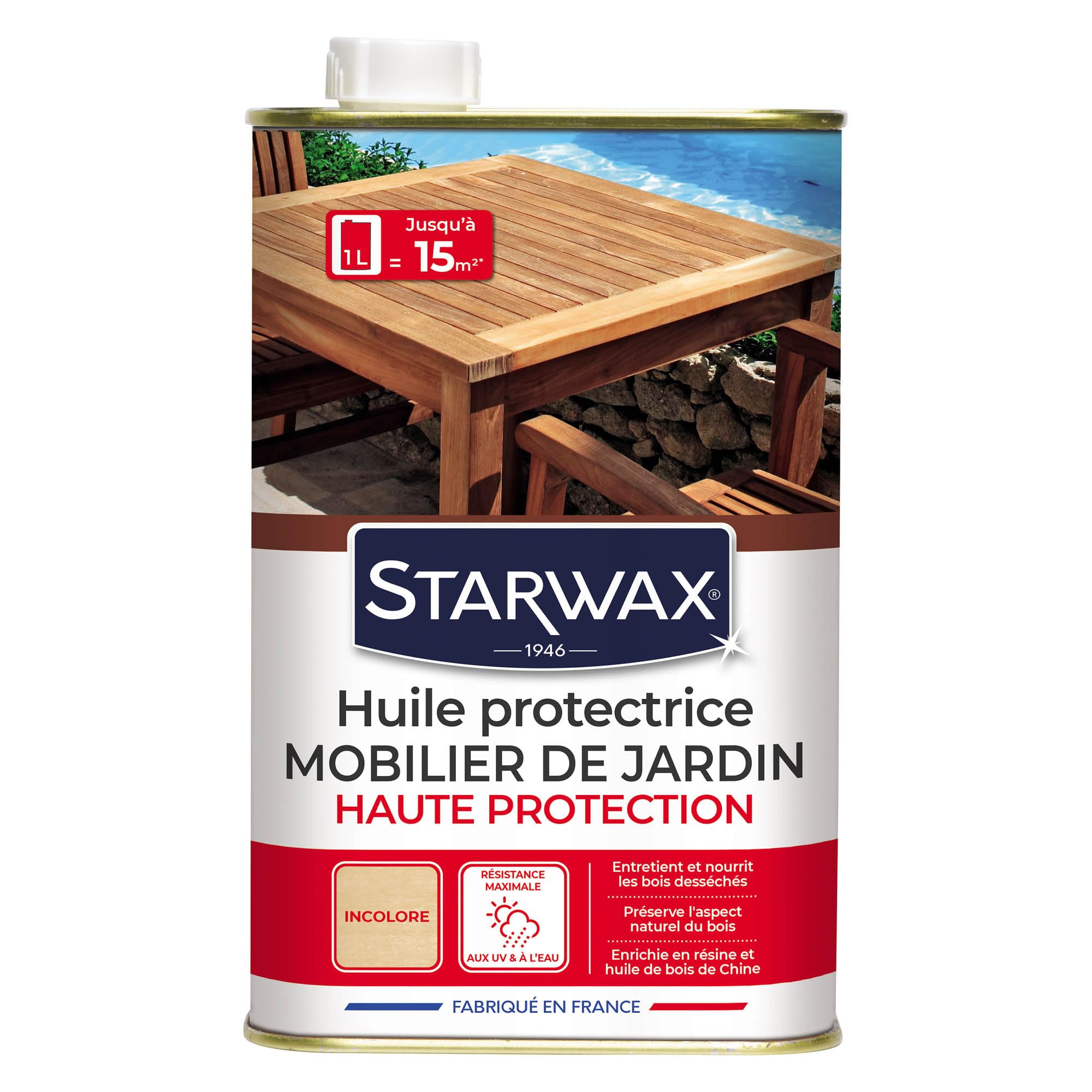 STARWAX Aceite protector de madera exótica y teca para muebles de jardín, 1 l, ideal para nutrir profundamente, preservar del secado y el encanecimiento