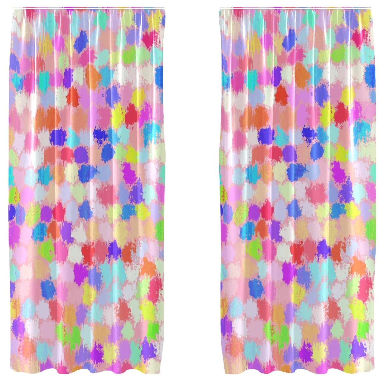 Cortinas para ventana de dormitorio infantil en rosa y morado, 55x84