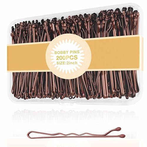 Miniatura 7 de PROPOG Bobby Pins 200 unidades, horquillas para moños y peinados, accesorios para el cabello, pasadores de metal con caja de almacenamiento,