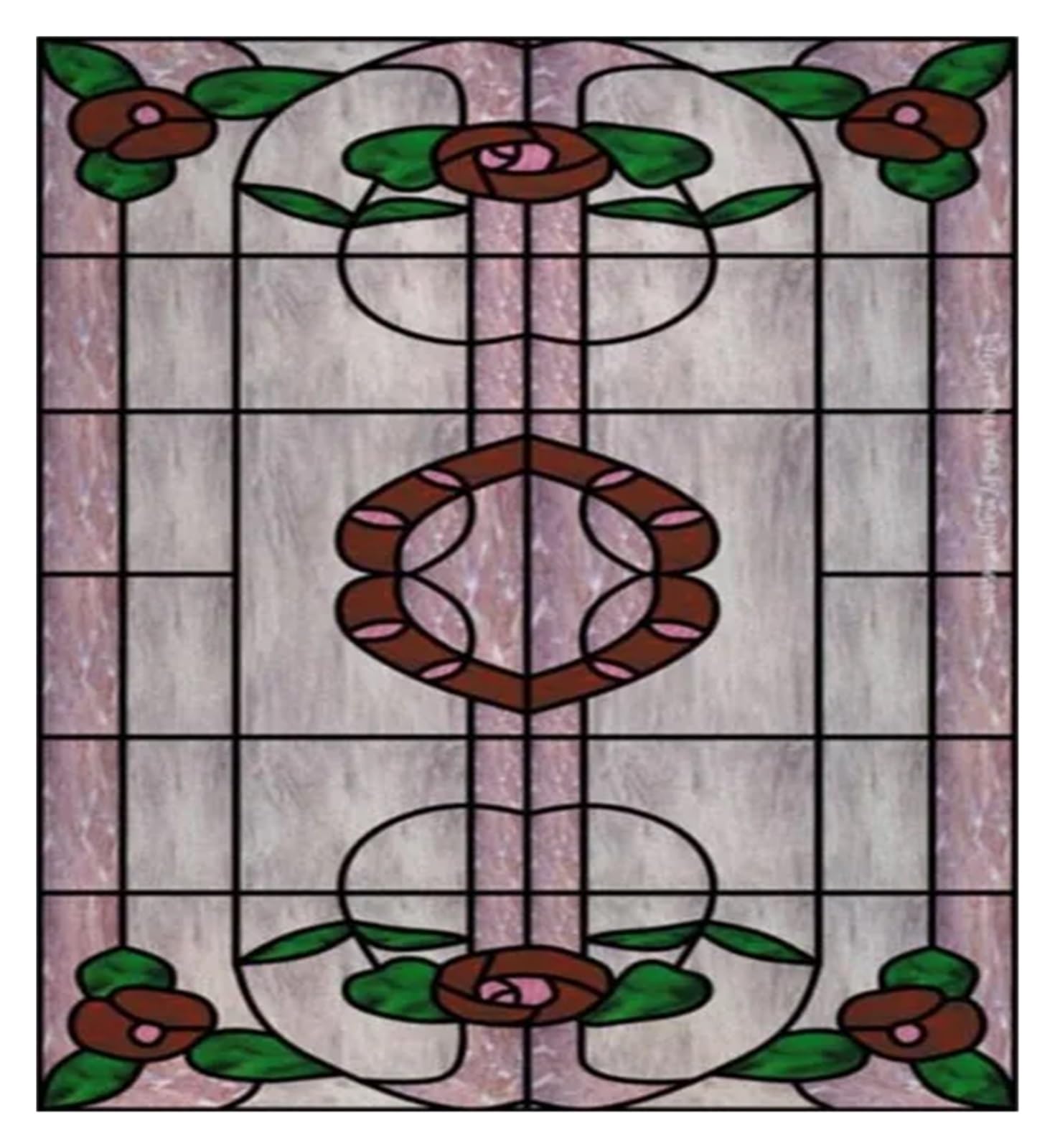 SHALLEZSOU Window films Vintage Stained Glass Window Film Retro Frosted Static Cling Art Colored Door Sticker