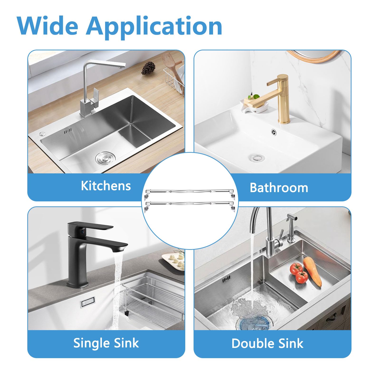 2 Stück Unterbau Spültischhalterungen, 71-100cm Verstellbarer Edelstahl Installation Kit, Undermount Küche Waschbecken Halter für Heavy Duty Undermount Küche Badezimmer Waschbecken