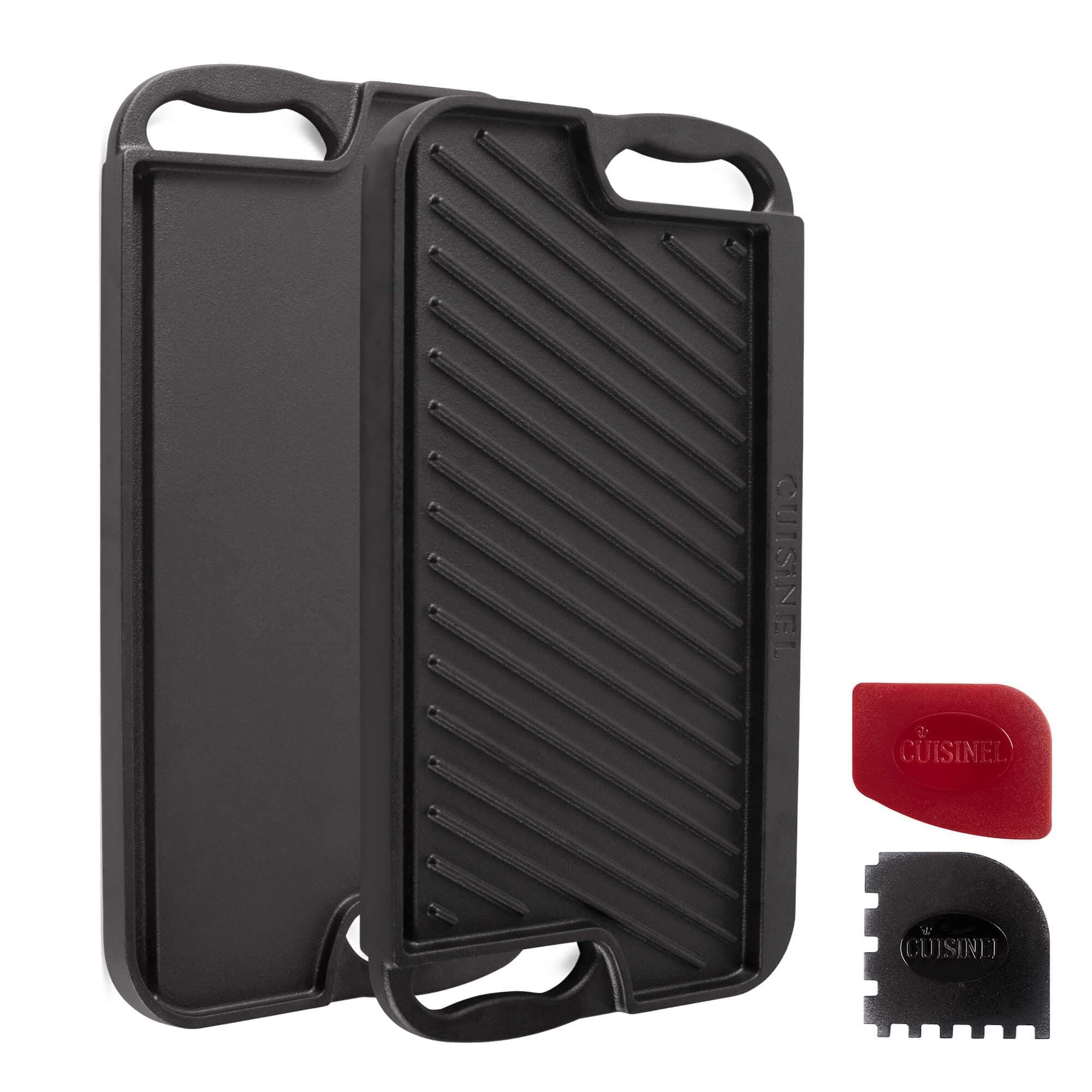 Cuisinel Cast Iron Griddle/Grill + Scraper/Cleaner