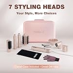 7MAGIC 7 in 1 Hair Styler & Hair Dryer Brush,110,000 RPM High-Speed Negative Ionic Hot Air Styler, 1400W Powerful Blow Dryer Brush & Multi-Style for Straight,Wavy, Curly, and Coily Hair, Pink
