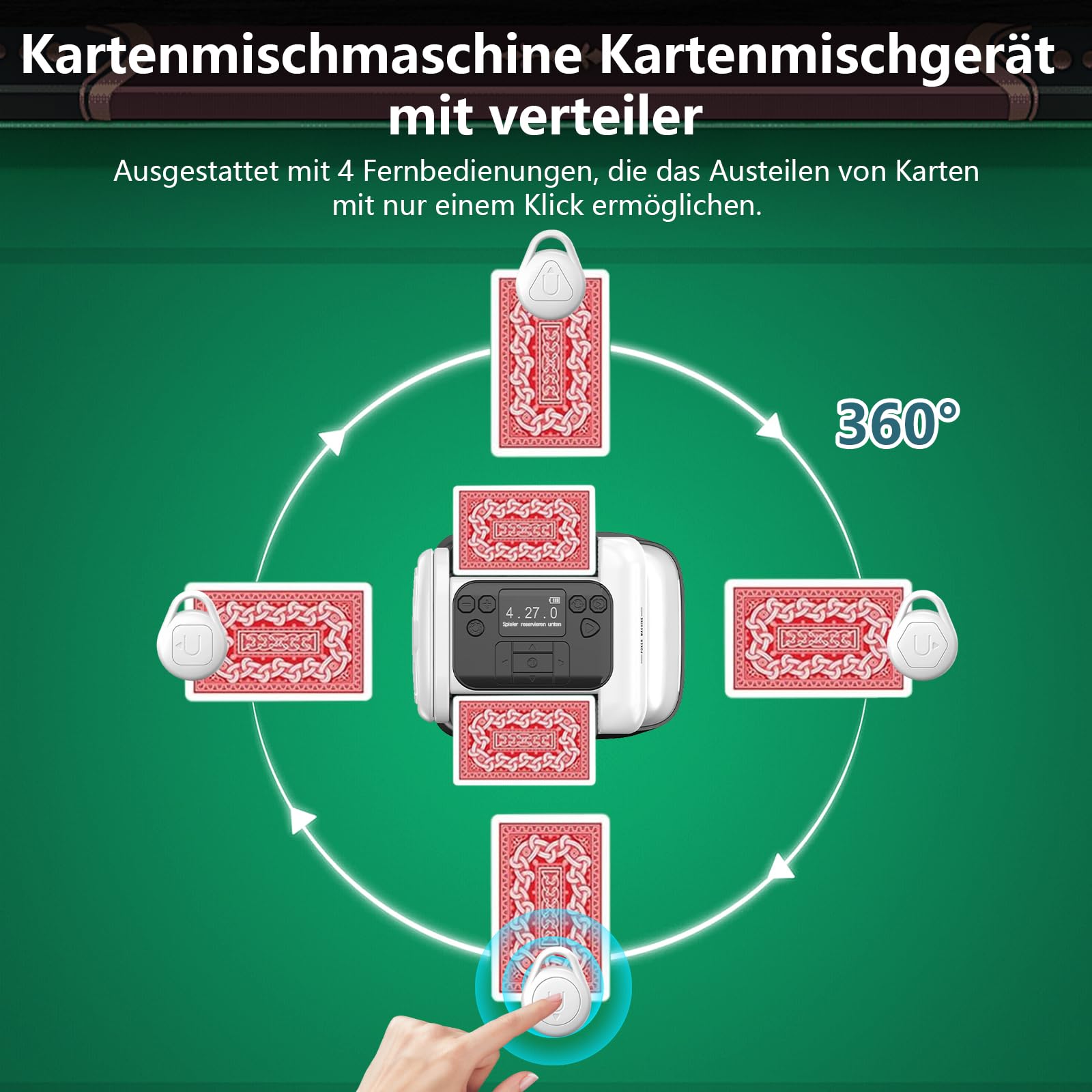 Miscelatore automatico di carte e trasmettitore di carte con 4 pulsanti per schede