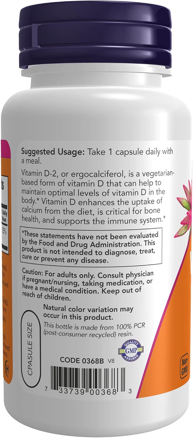 NOW Supplements, Vitamin D 1,000 IU Dry, High Potency, Strong Bones*, Structural Support*, 120 Veg Capsules