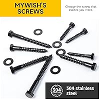 Vista 5 de (8 juegos) Tirafondos de cabeza hexagonal de 3/8" x 4", tirafondos de servicio pesado con arandelas, pernos de acero inoxidable 304 18-8, tirafondos