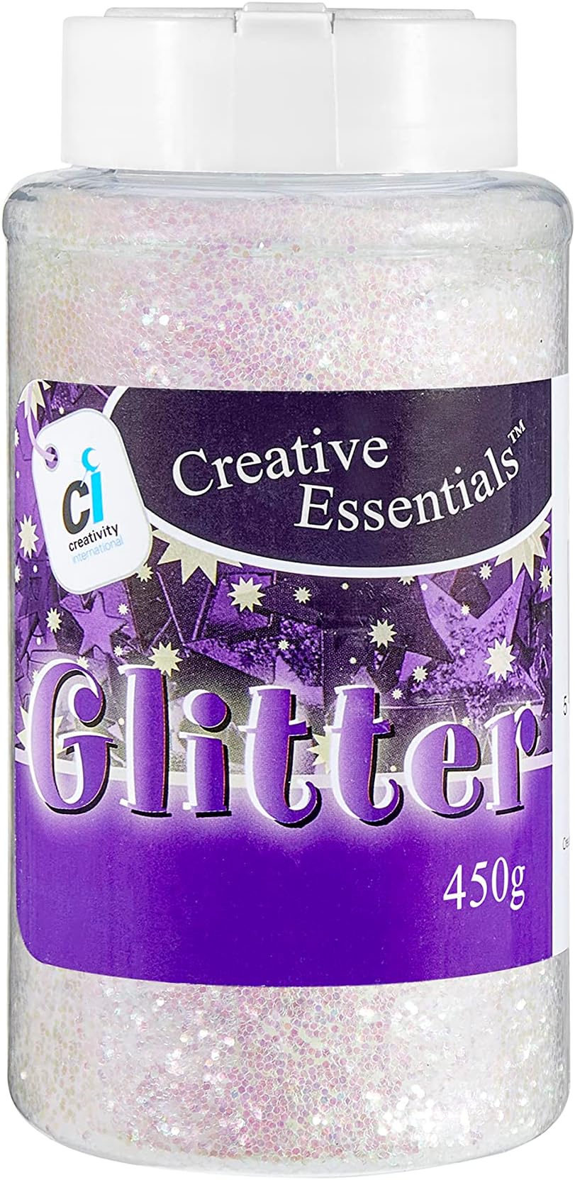 Creativity Inspired Extra Large Iridescent Glitter Bottle, 450g Shaker Bottle, Festive, Christmas, Stationary, Ideal for Hobbyists and Professional Crafters, Adults & Kids