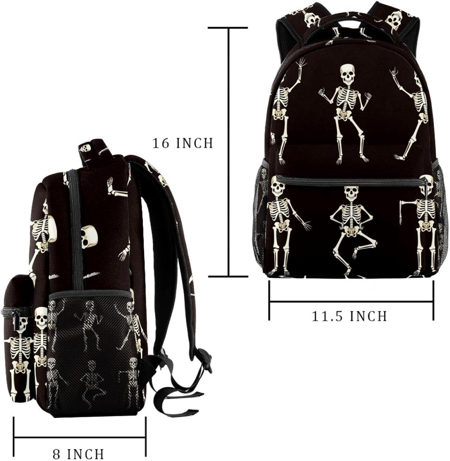 [WOSHJIUK] スクールバックパックトラベルバッグ、sukll 面白いダンス スケルトン、アウトドア ウォーク用デイパック ス