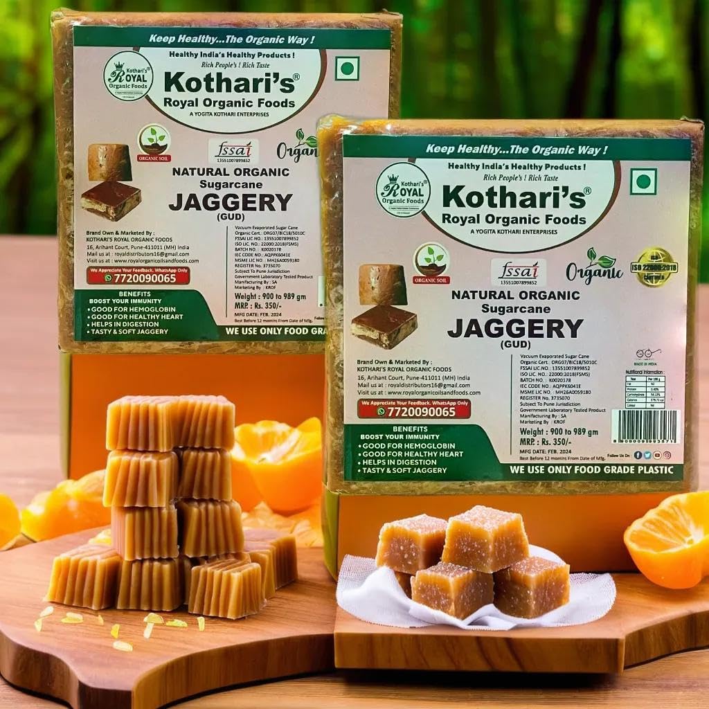 Kotharis Royal Organic Square Jaggery Pack Of 2 1980 GM Sugarcane Jaggery Block/Gud/Gur/Gud Bhelli/Vellam/Sharkara Bellam/Nattu/Jaggey/Pure/Natural/No Preserveti (B09478BHPM) Amazon Price History, Amazon Price Tracker