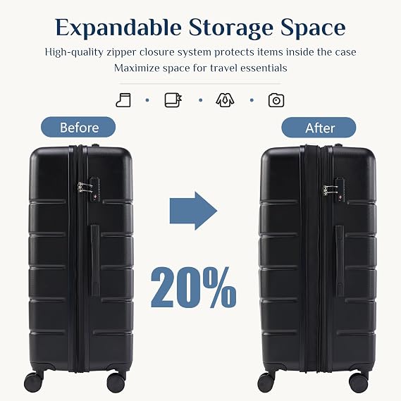 NEWBULIG 20 Inch Carry On Luggage, Suitcase with Spinner Wheels