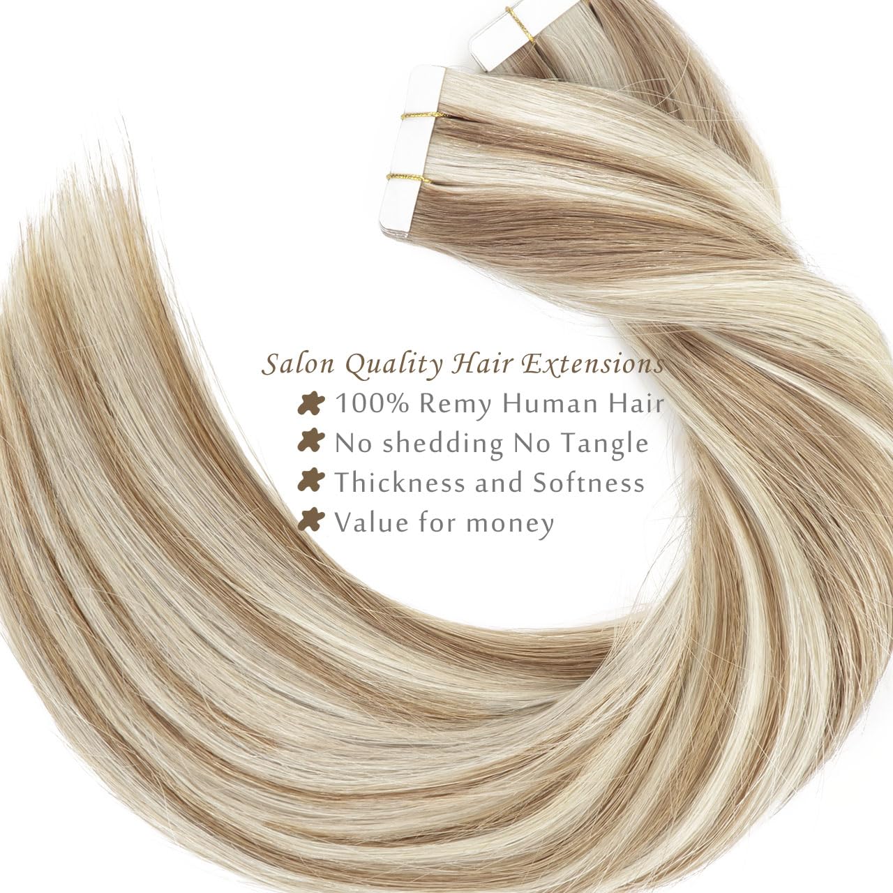LacerHair Human Hair Tape in Extensions Blend P#6/60A 18 Inch Hair Piano Color Highlight Medium Brown and Platinum Blonde 20pcs 50g Seamless Skin Weft Remy Hair