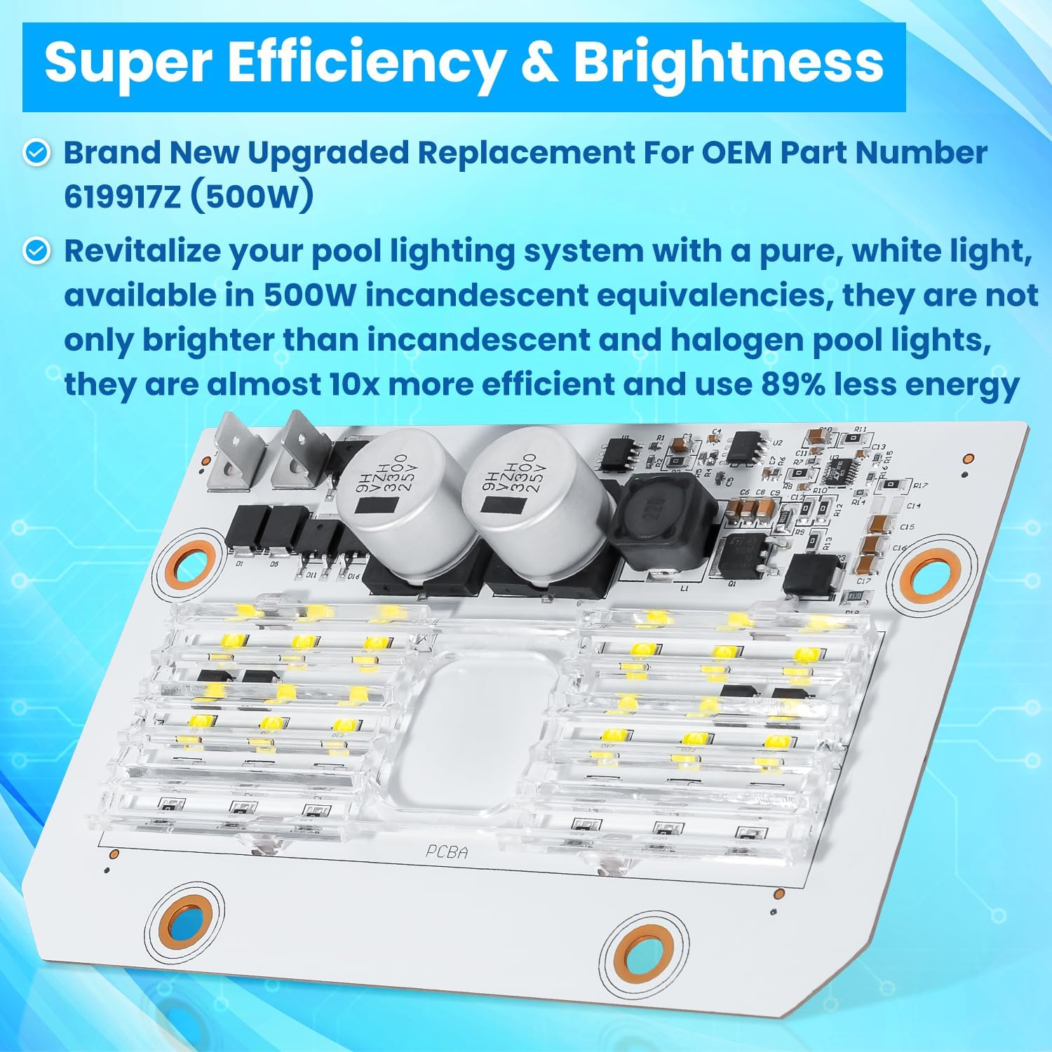 619917Z 500W Led Light Engine Circuit Board PCBA Replacement For IntelliBrite 5G White LED 55W Pool Light 2nd Generation 2011-Current 601300 601301 601302 601303 601304 601305 601306 601307 601308