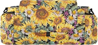CUPADA Watercolor Sunflowers Summer Universal Stroller Organizer with Cup Holders, Vintage Flowers Stroller Organizer Bag and Removable Shoulder Strap Fits Most Baby and Pet Strollers