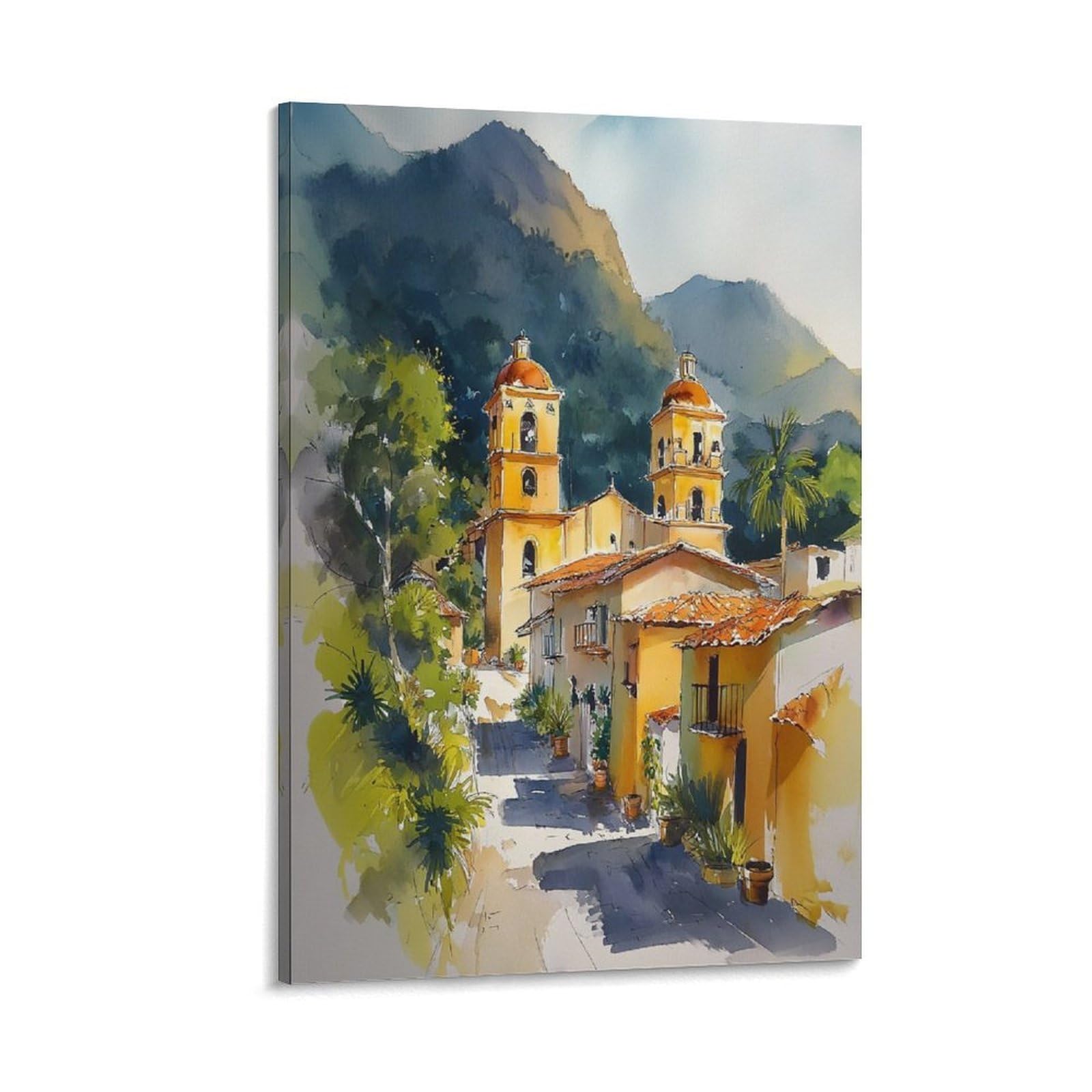 XWYMXZ Oaxaca Watercolor Mexico 24x36inch(60x90cm) Vintage Travel Poster Watercolor Canvas Art